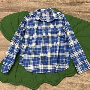 Cat & Jack Boys 6/7 Blue Plaid Flannel Long Sleeve Button Front